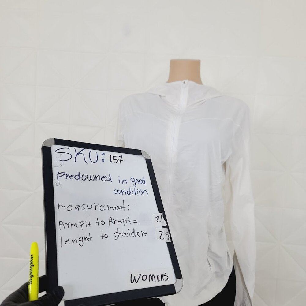 Lululemon Women's White Goal Smasher Slim Hooded Run Performance Jacket Sz 10 - Picture 10 of 10